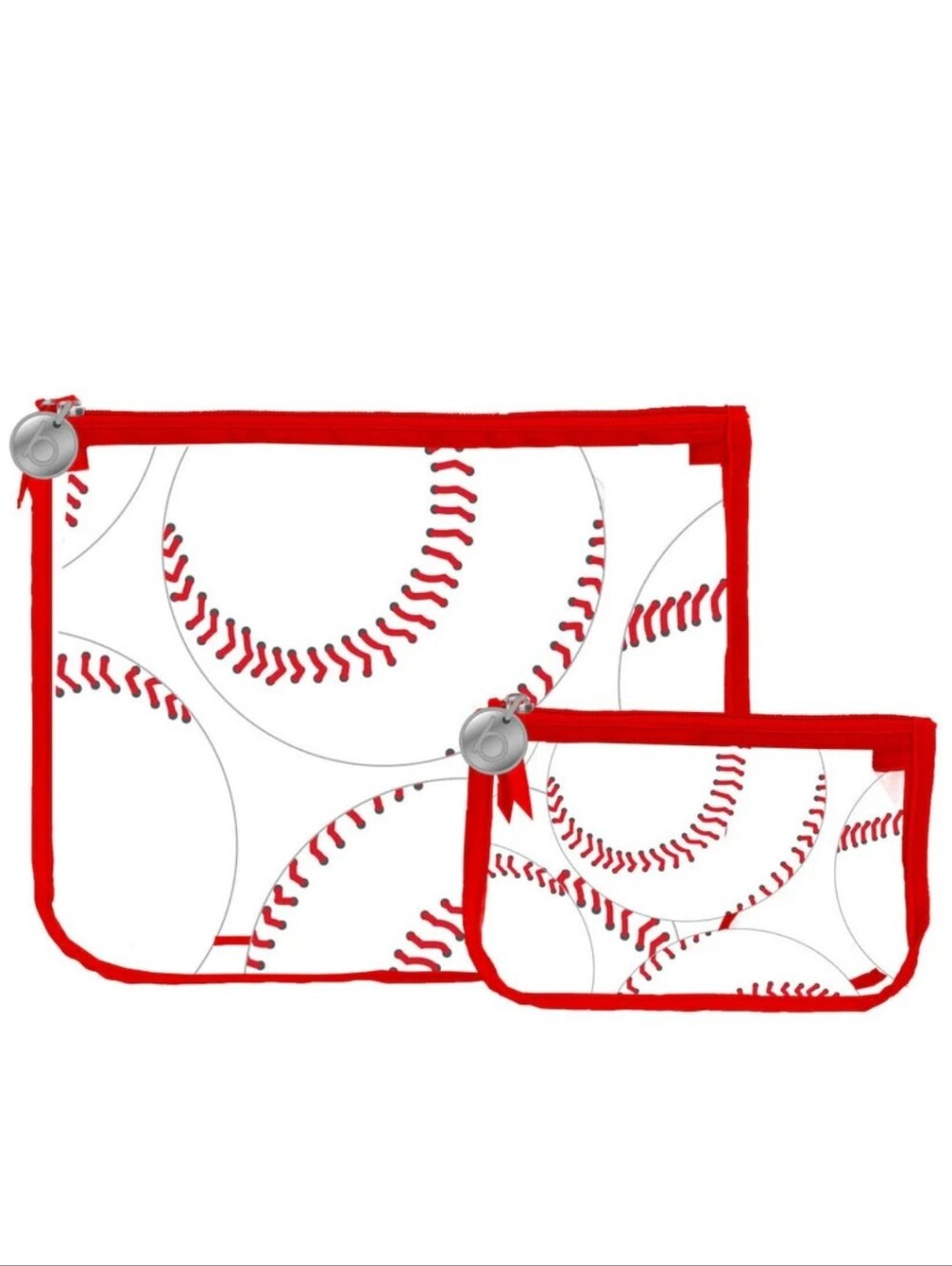 Bogg Bag Insert Baseball Print Zip Pouch Set with Red Trim Ls